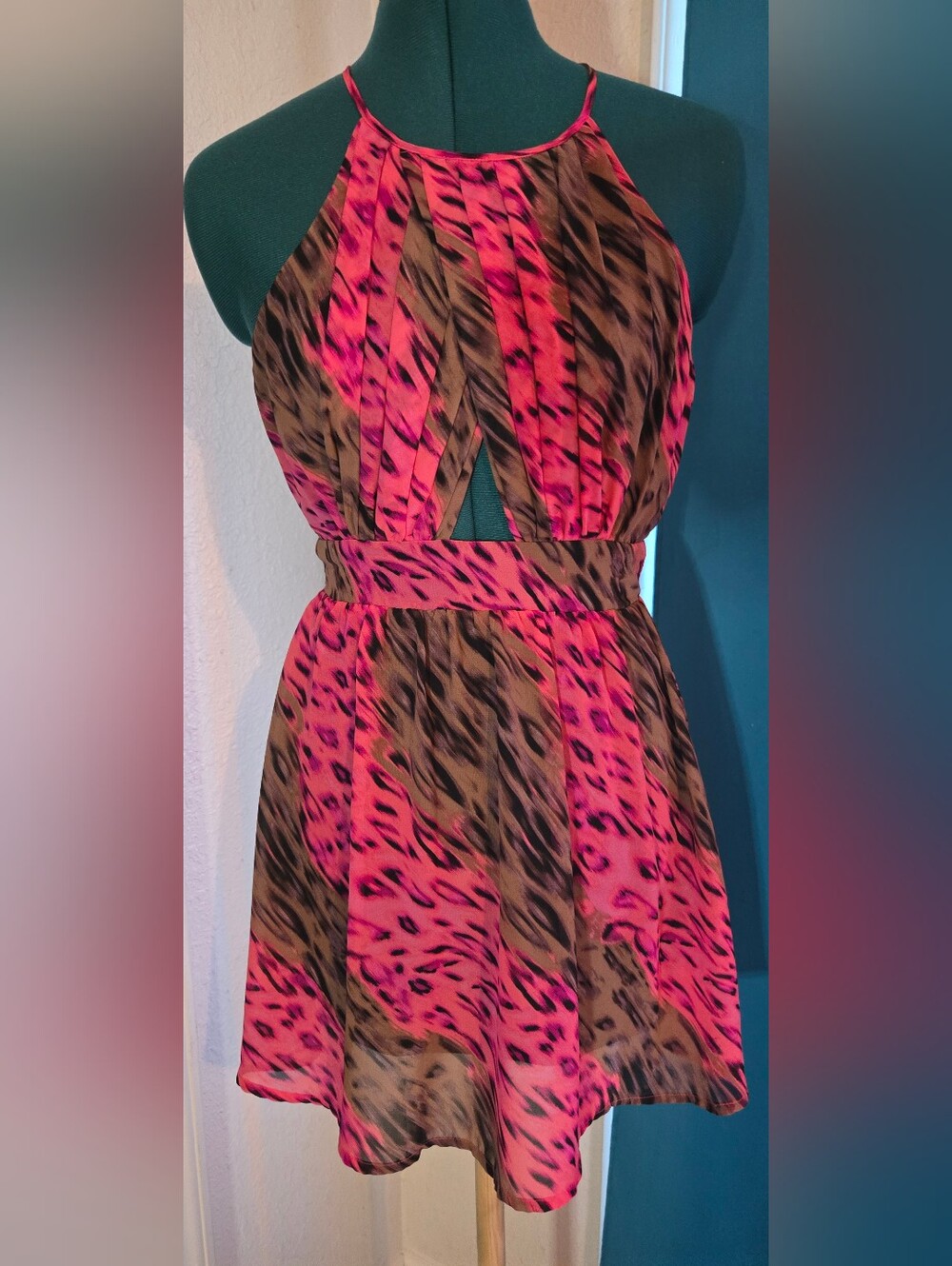 Charlotte Russe Pink and Brown Animal Print Dress